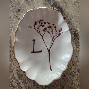 Anthropologie Botanical Monogram "L" Trinket Dish